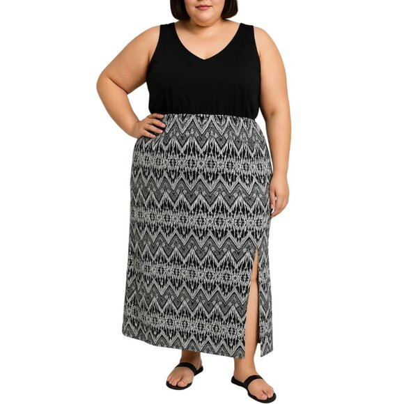 Faded Glory Double V-Neck Sleeveless Side Split Maxi Dress Size XL (16-18) - Picture 1 of 7